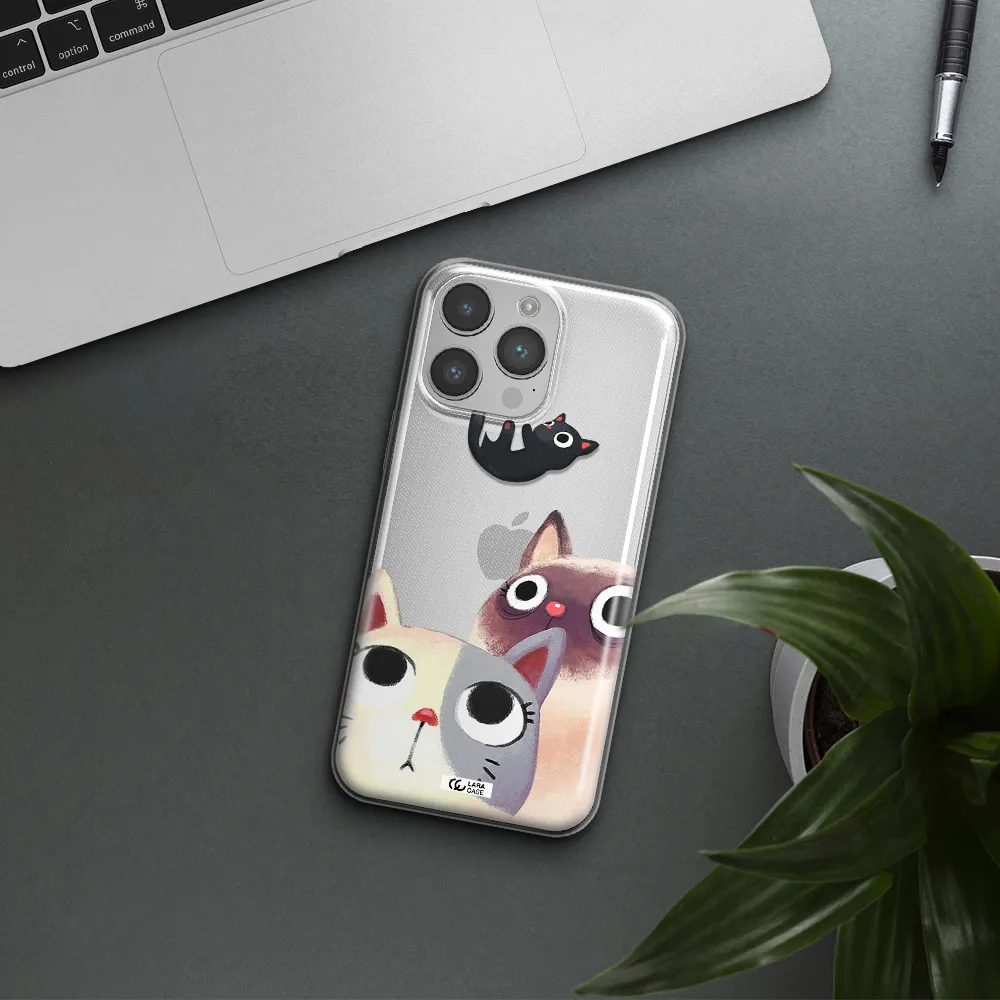 Abstract Grey Flowers Apple iPhone 14 pro max Clear TPU Case