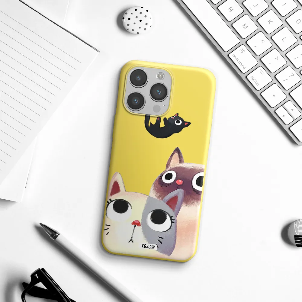 Abstract Grey Flowers Apple iPhone 14 pro Silicone canary yellow Case