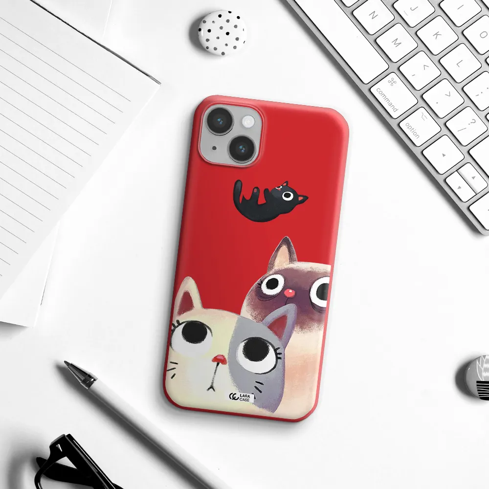 Abstract Grey Flowers Apple iPhone 14 Silicone Imperial Red Case