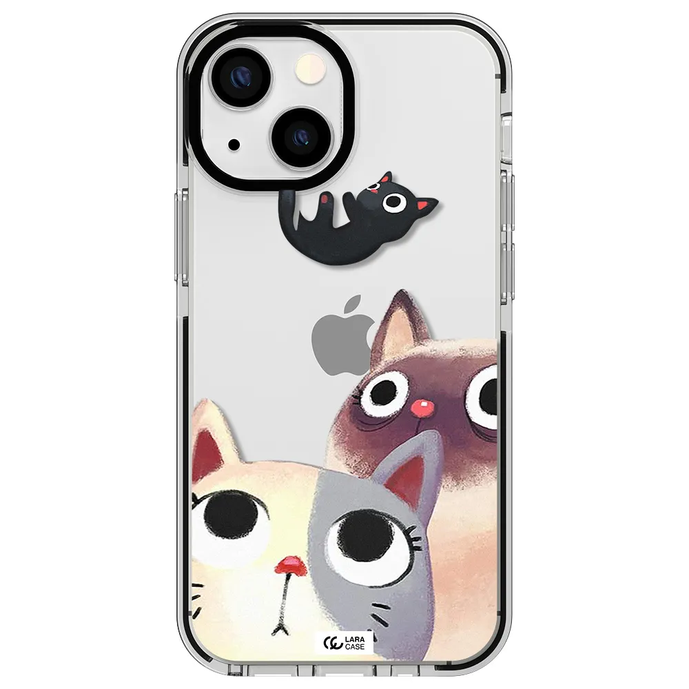 Abstract Grey Flowers Apple iPhone 15 impact black border Case