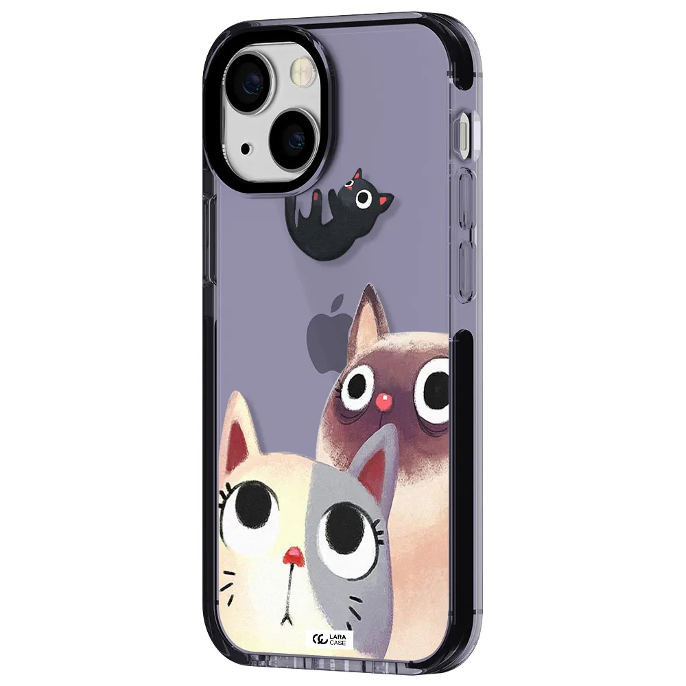 Abstract Grey Flowers Apple iPhone 15 impact Lilac Case