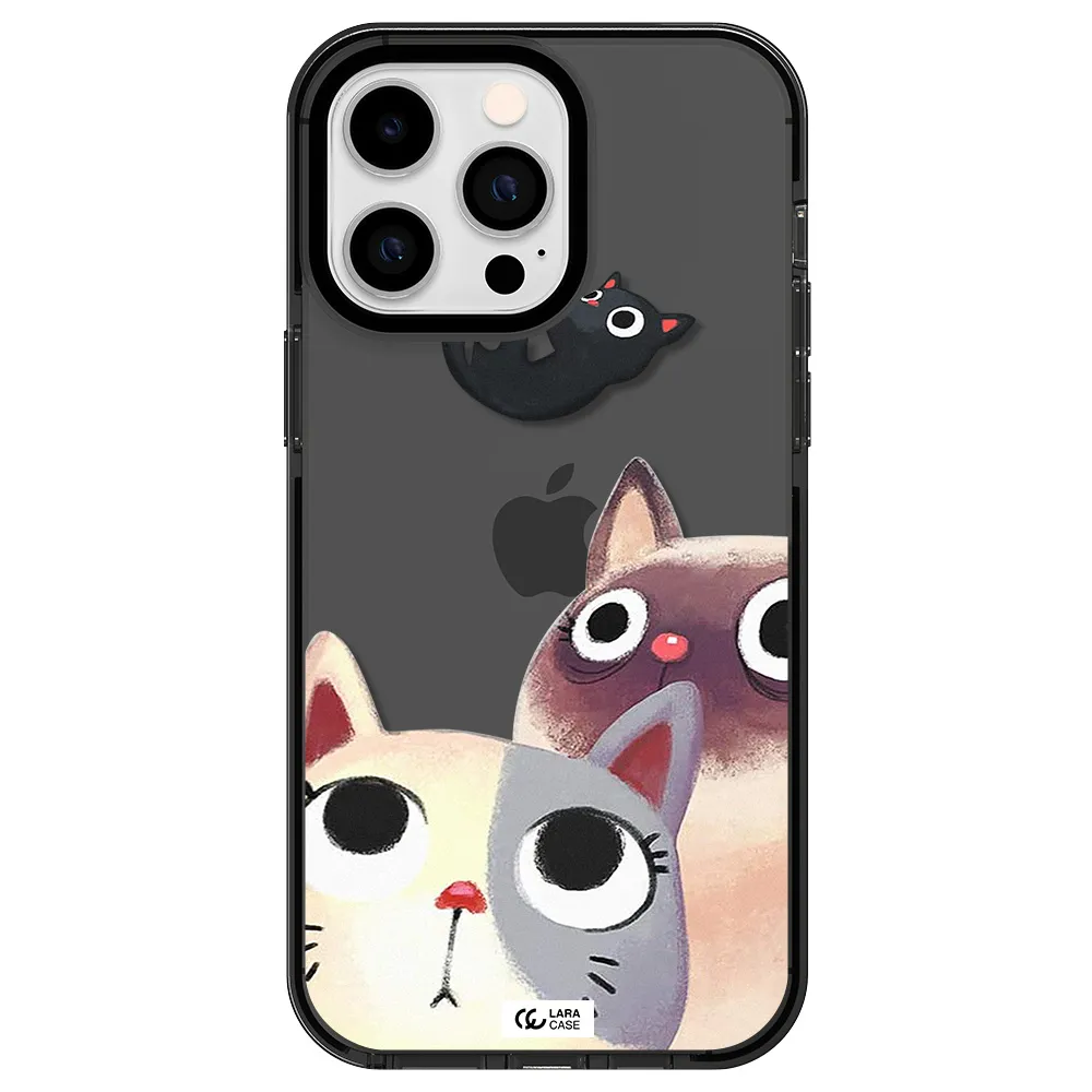 Abstract Grey Flowers Apple iPhone 15 Pro Max impact Smoke Black Case