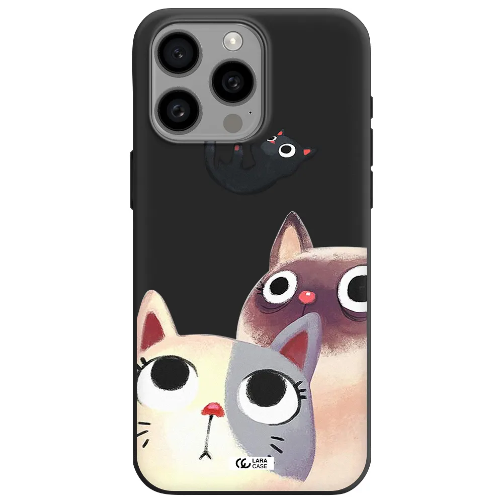 Abstract Grey Flowers Apple Iphone 15 Pro max Silicone black Case