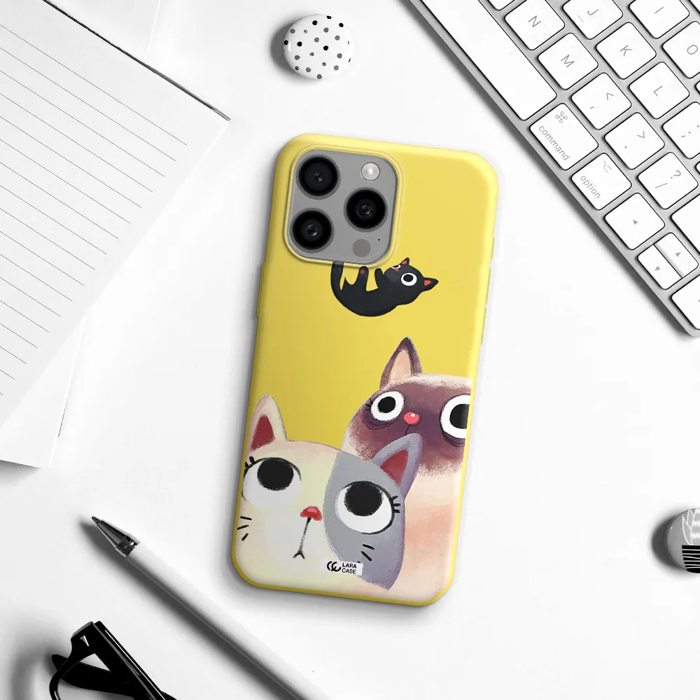 Abstract Grey Flowers Apple Iphone 15 Pro max Silicone canary yellow Case