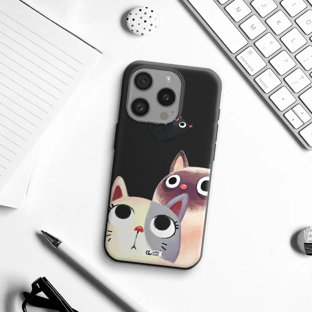 Abstract Grey Flowers Apple Iphone 15 Pro Silicone Black Case