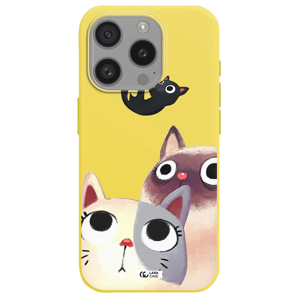 Abstract Grey Flowers Apple Iphone 15 Pro Silicone Canary Yellow Case