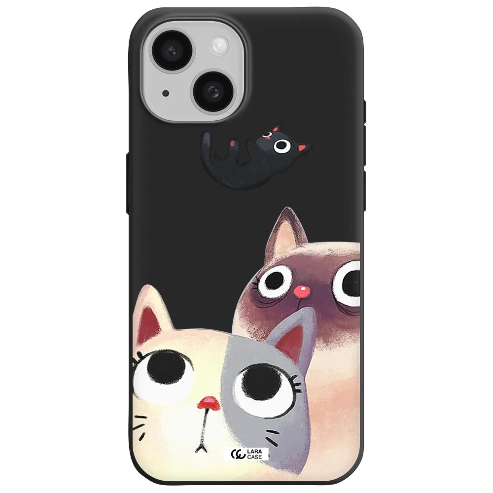 Abstract Grey Flowers Apple iPhone 15 Silicone black Case