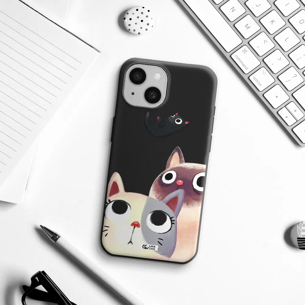 Abstract Grey Flowers Apple iPhone 15 Silicone black Case