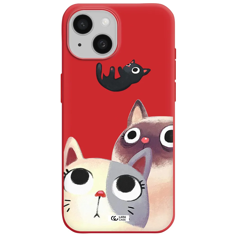 Abstract Grey Flowers Apple Iphone 15 Silicone Imperial Red Case