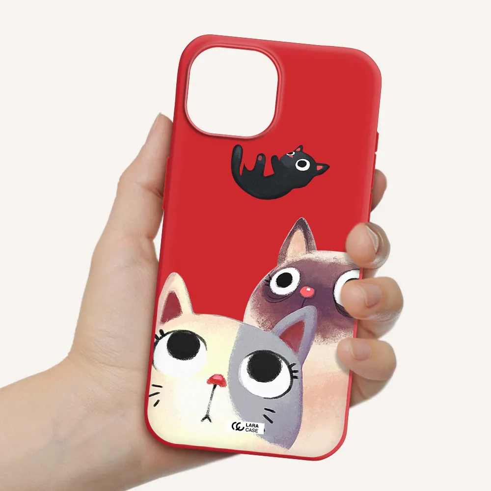 Abstract Grey Flowers Apple Iphone 15 Silicone Imperial Red Case