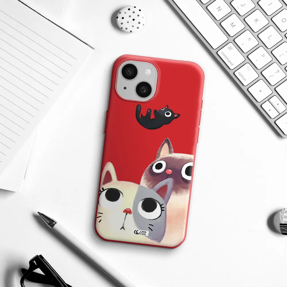 Abstract Grey Flowers Apple Iphone 15 Silicone Imperial Red Case