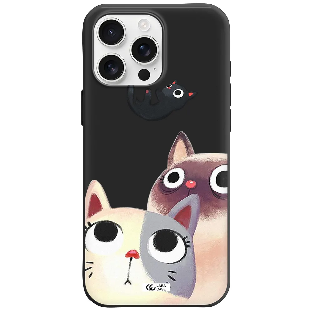 Abstract Grey Flowers Apple Iphone 16 Pro Max Silicone Black Case