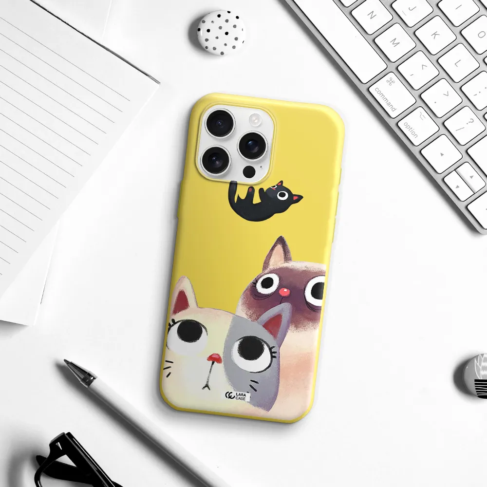 Abstract Grey Flowers Apple Iphone 16 Pro Max Silicone Canary Yellow Case