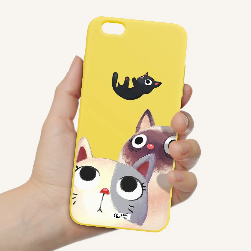 Abstract Grey Flowers Apple iPhone 6 plus Silicone canary yellow Case