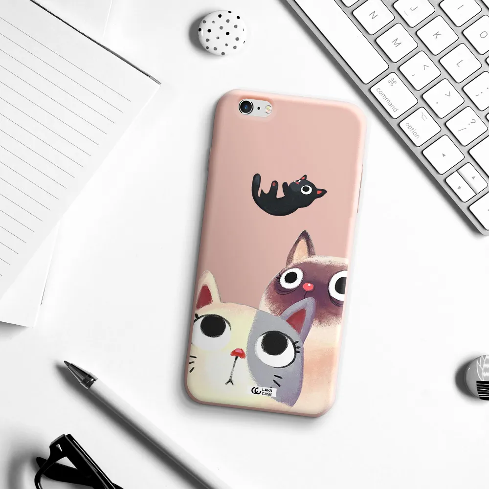 Abstract Grey Flowers Apple iPhone 6 plus Silicone pastel pink Case