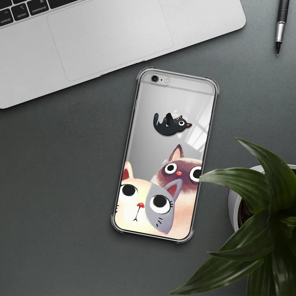 Abstract Grey Flowers Apple iPhone 6 s plus Clear PC Case