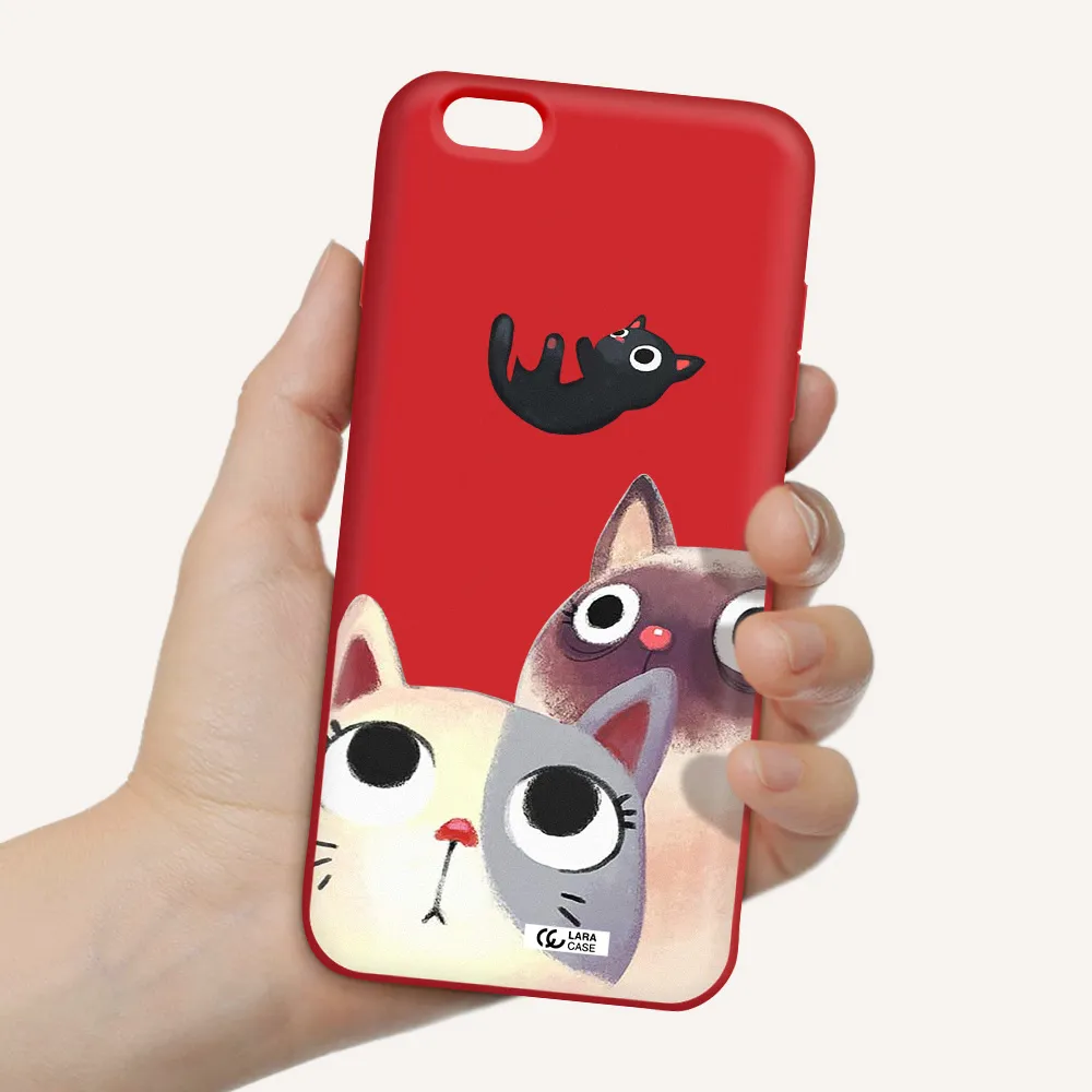 Abstract Grey Flowers Apple iPhone 6 s plus Silicone Imperial Red Case