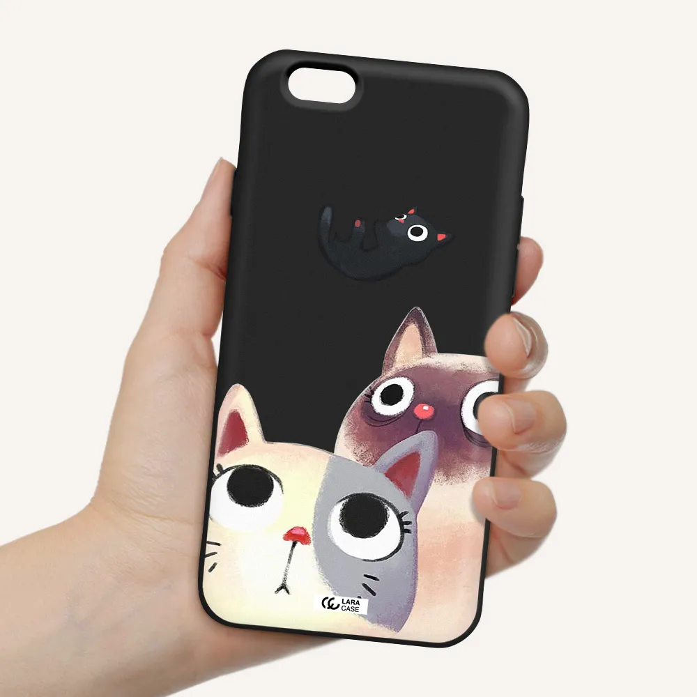 Abstract Grey Flowers Apple iPhone 6 Silicone black Case