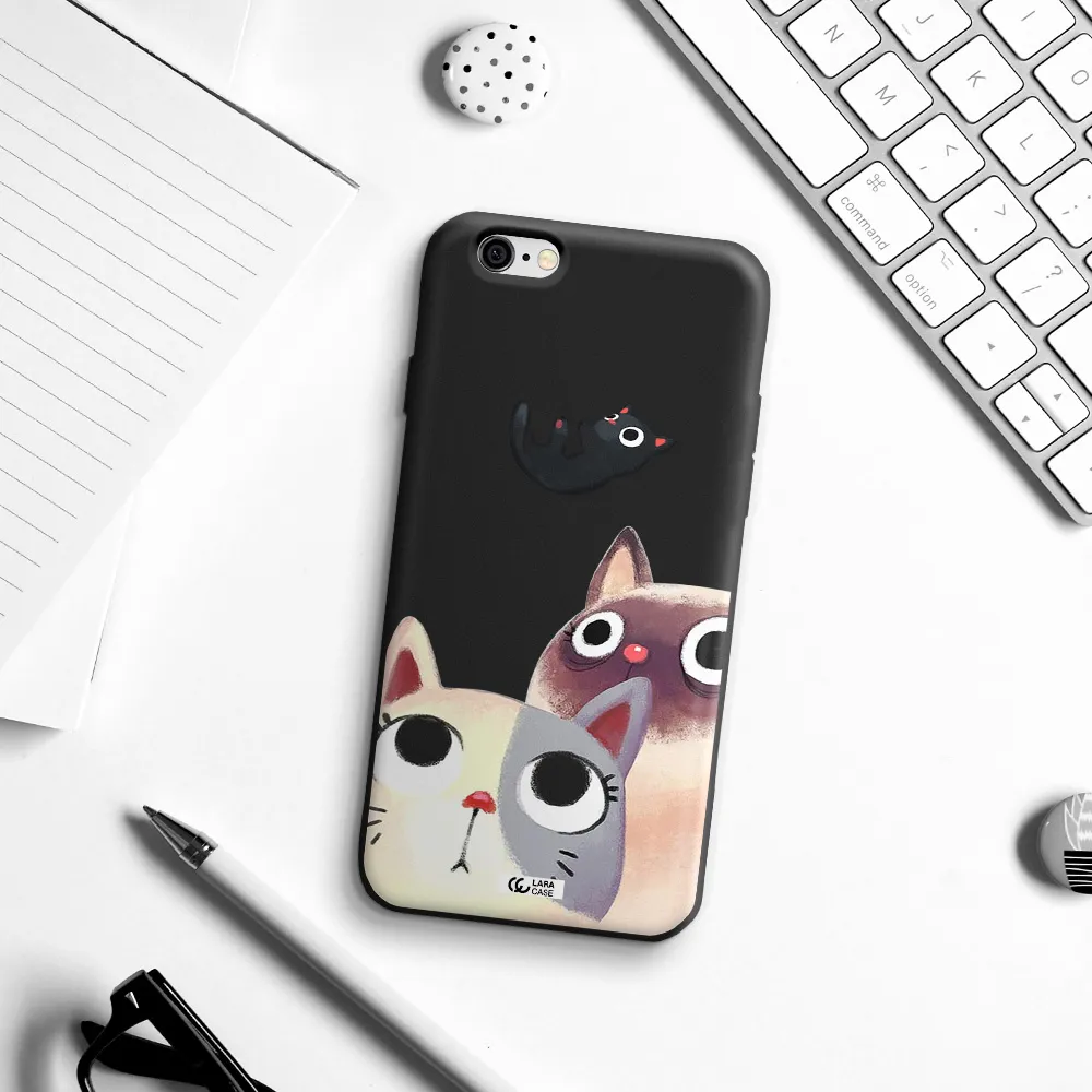 Abstract Grey Flowers Apple iPhone 6 Silicone black Case