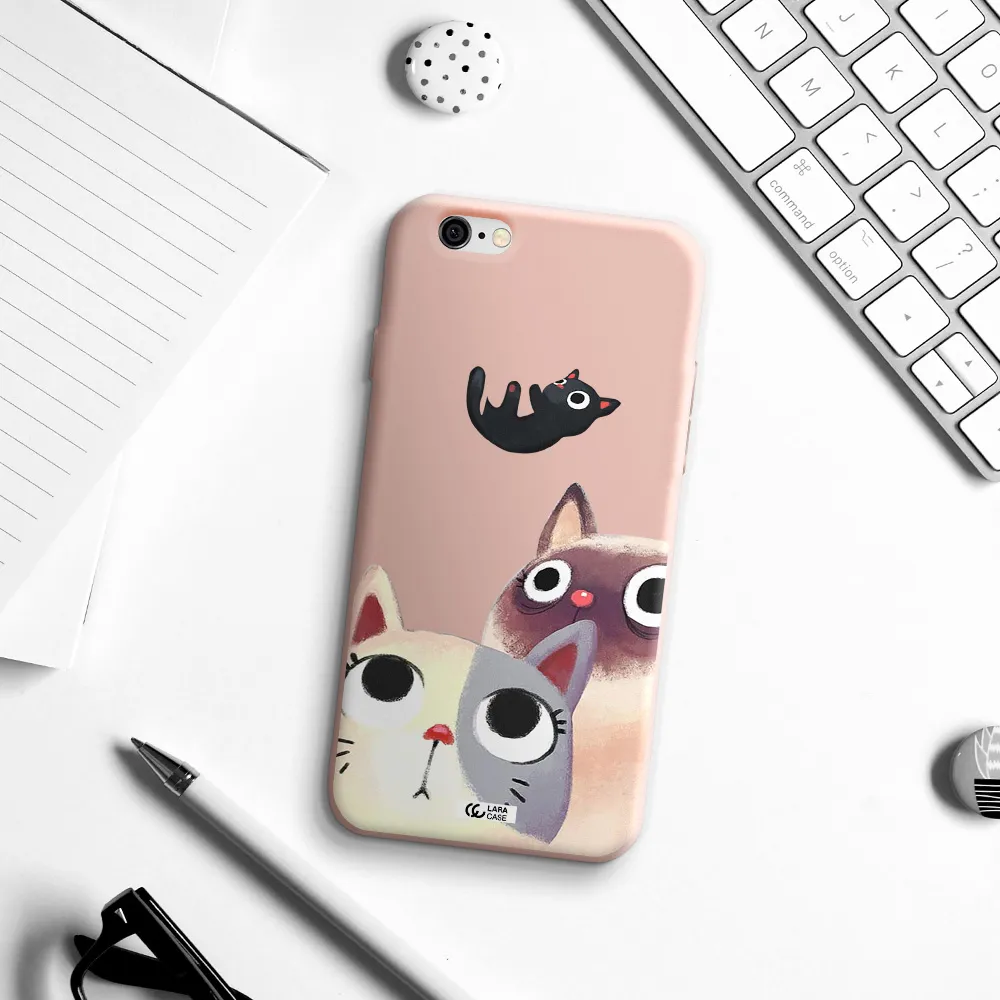 Abstract Grey Flowers Apple iPhone 6 Silicone pastel pink Case