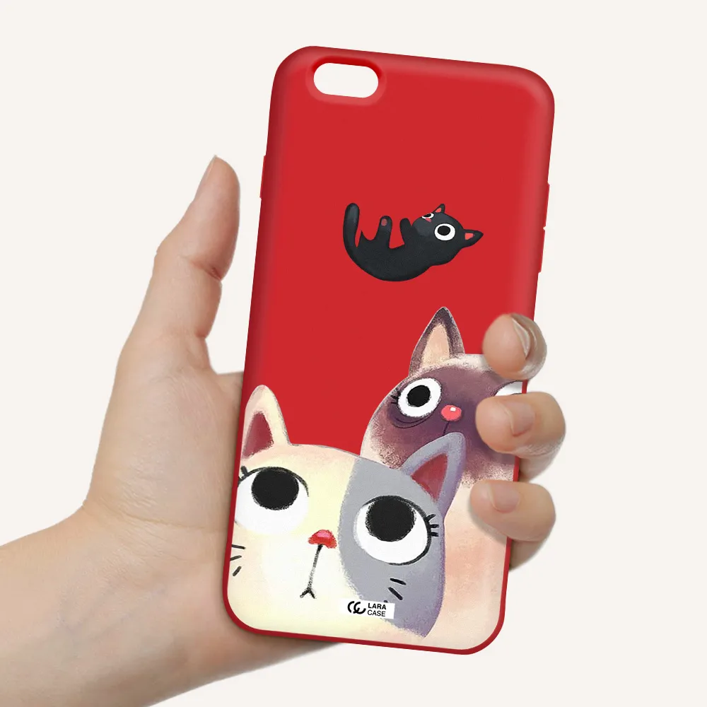 Abstract Grey Flowers Apple iPhone 6S Silicone Imperial Red Case