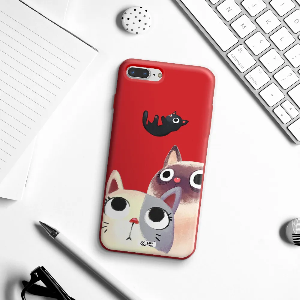 Abstract Grey Flowers Apple iPhone 7 plus Silicone Imperial Red Case