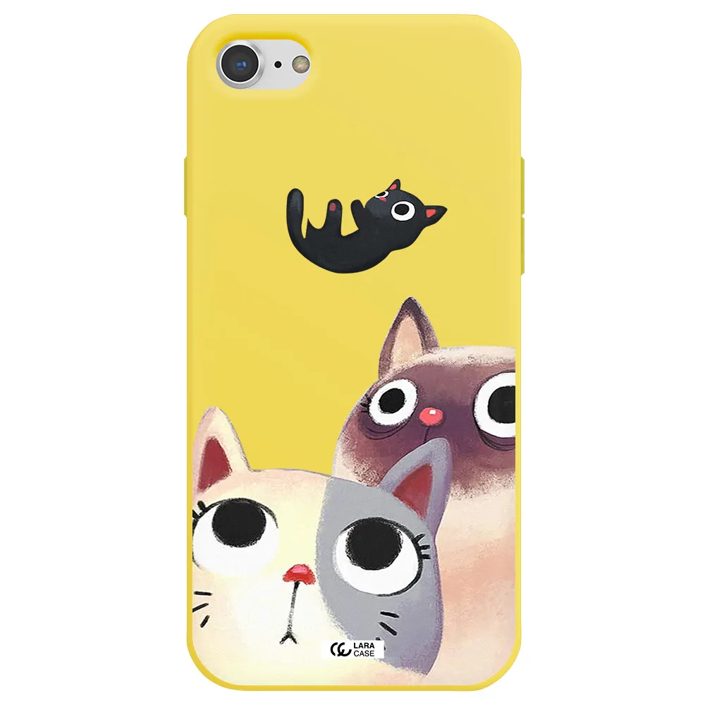 Abstract Grey Flowers Apple iPhone 7 Silicone canary yellow Case