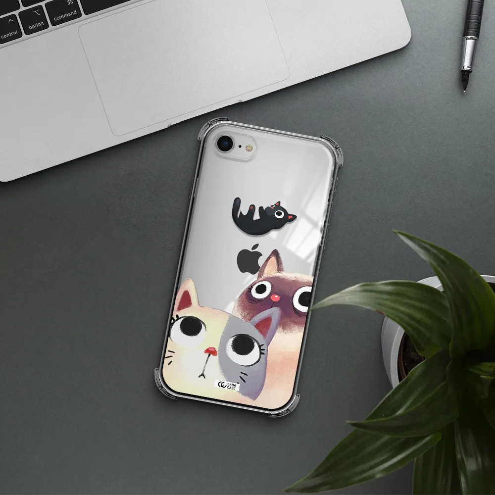 Abstract Grey Flowers Apple iPhone se 2020 Clear PC Case