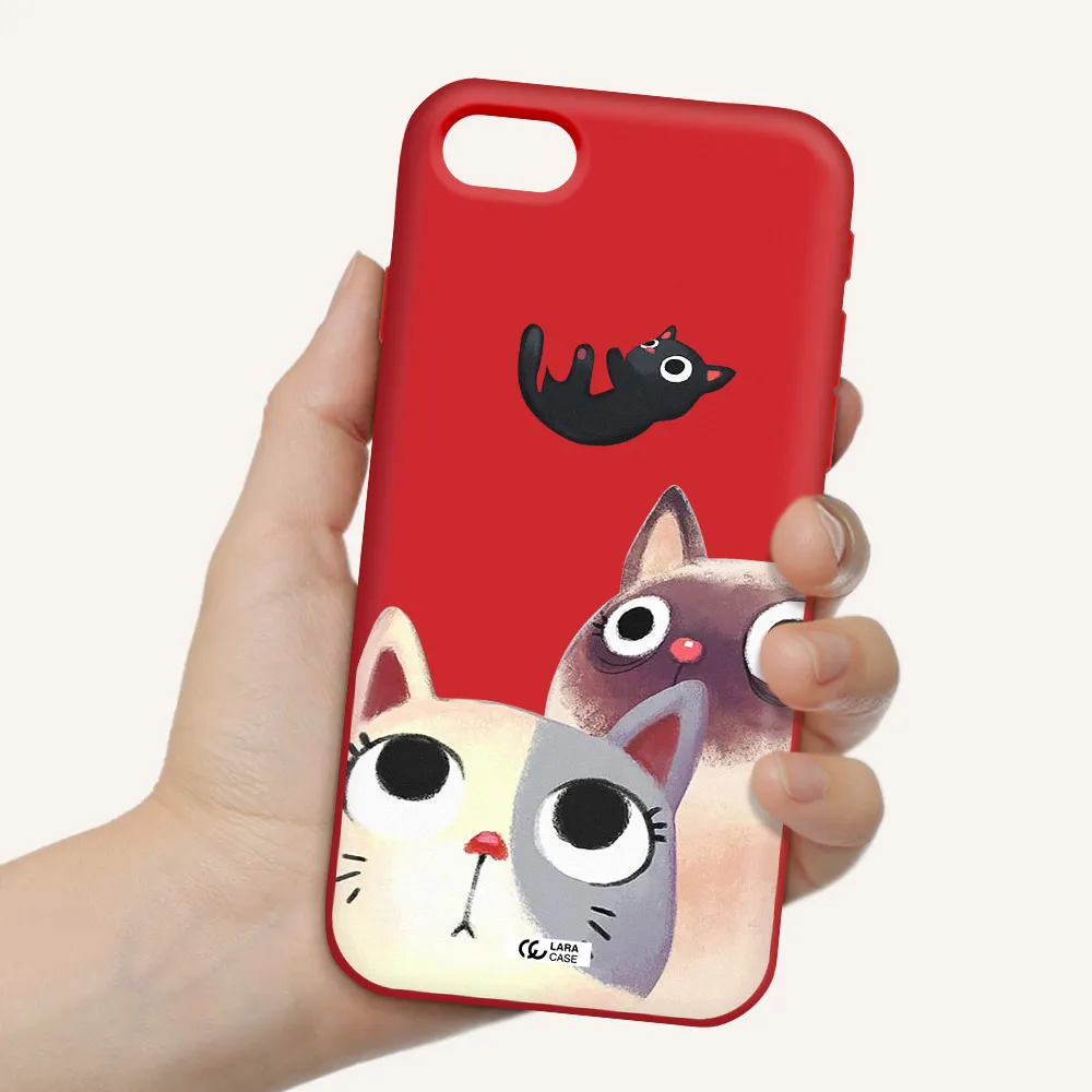 Abstract Grey Flowers Apple iPhone se 2020 Silicone Imperial Red Case