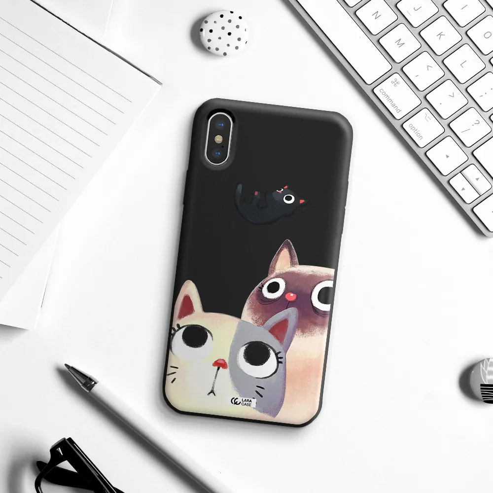 Abstract Grey Flowers Apple iPhone X Silicone black Case