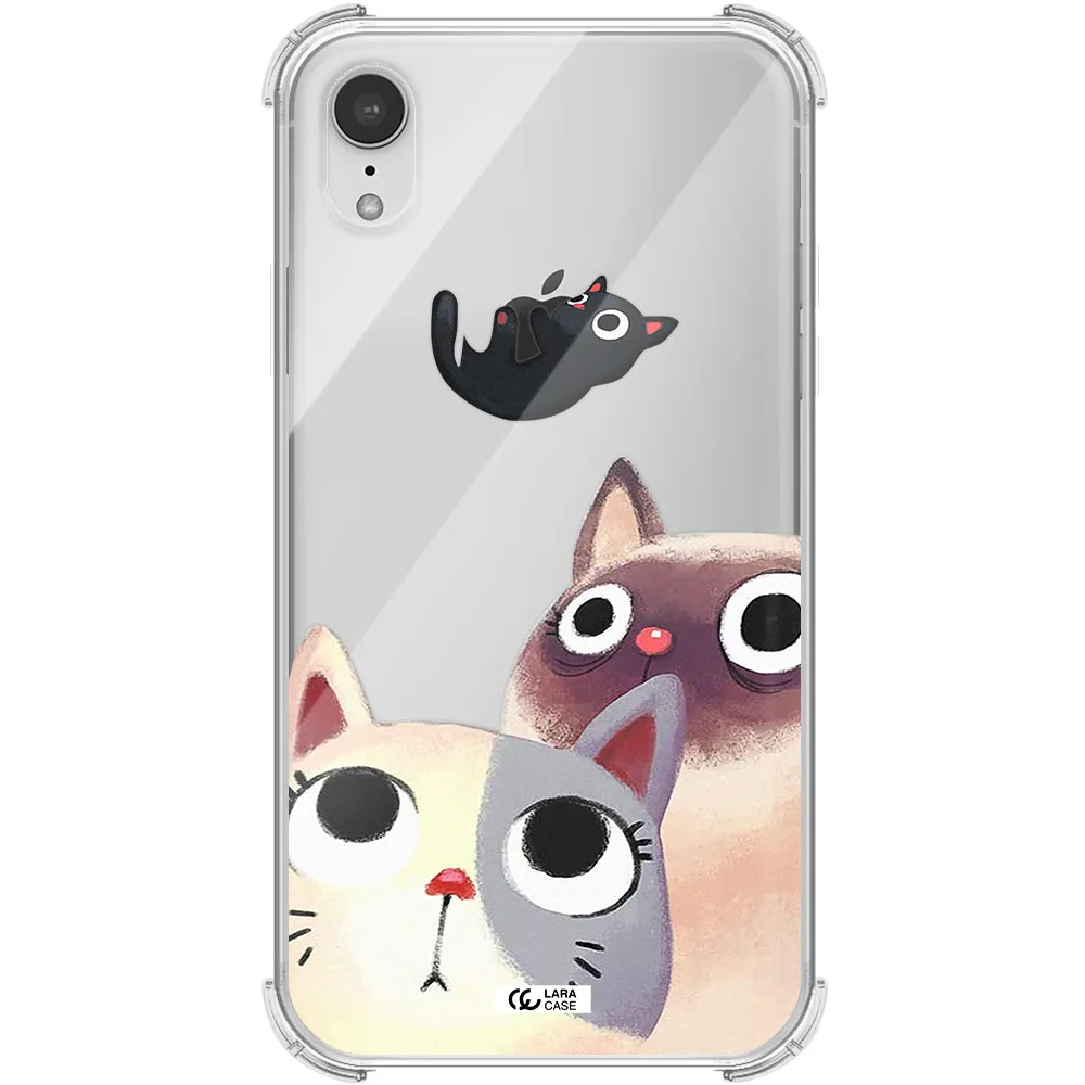 Abstract Grey Flowers Apple iPhone XR Clear PC Case