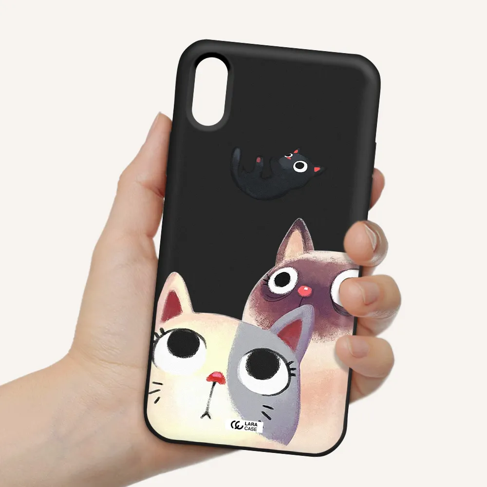 Abstract Grey Flowers Apple iPhone XS Silicone black Case