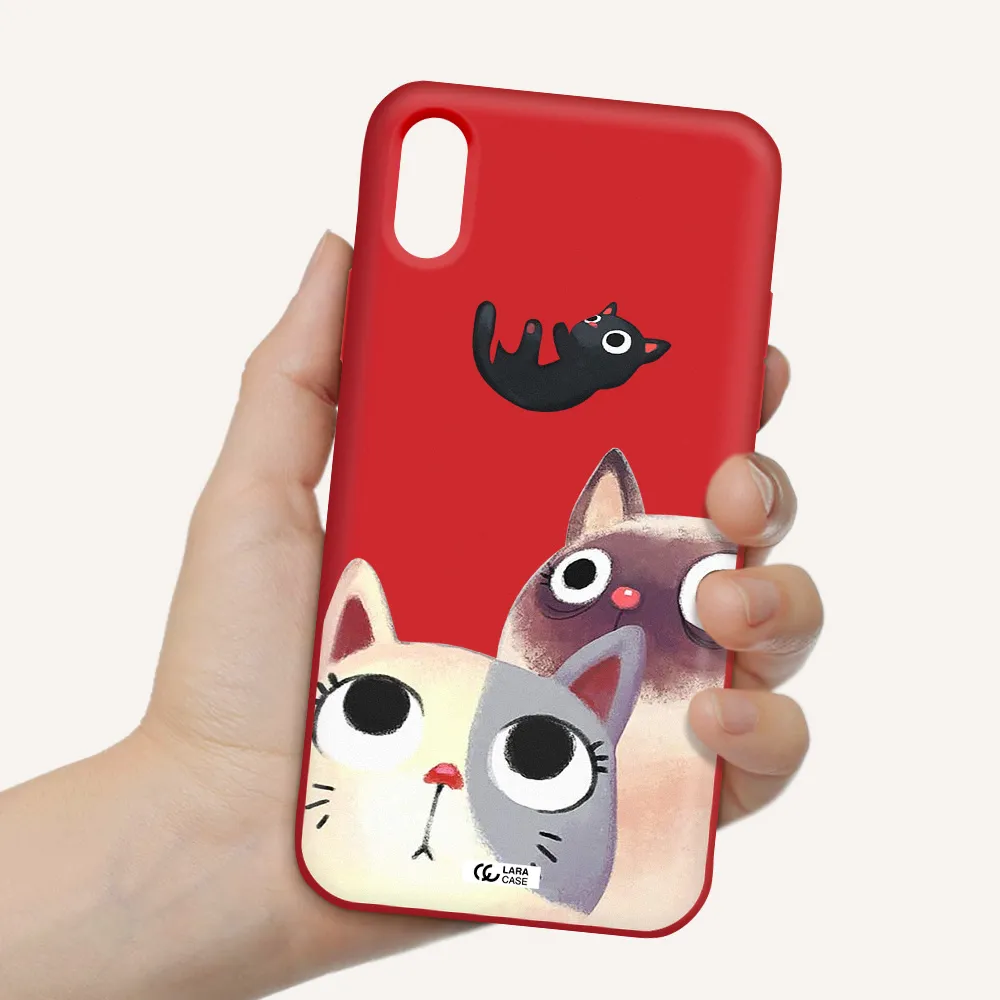 Abstract Grey Flowers Apple iPhone XS Silicone Imperial Red Case