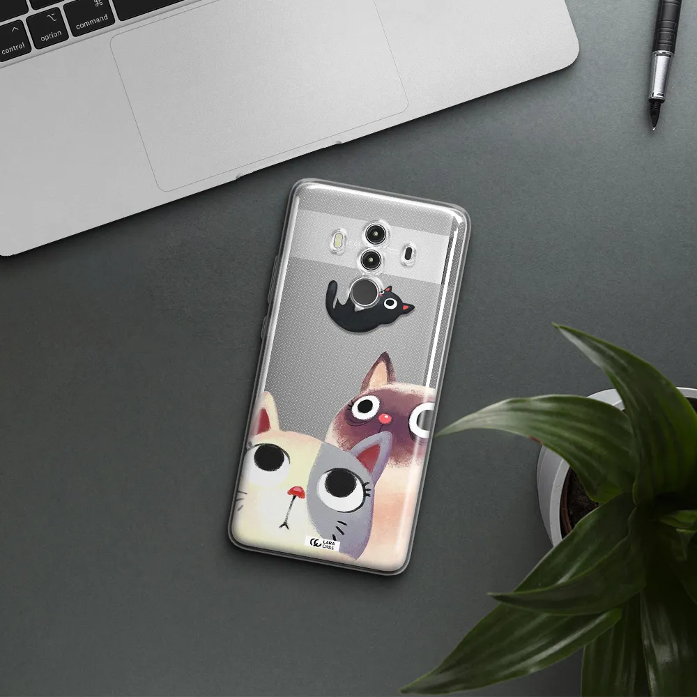 Abstract Grey Flowers Huawei Mate 10 Clear TPU Case