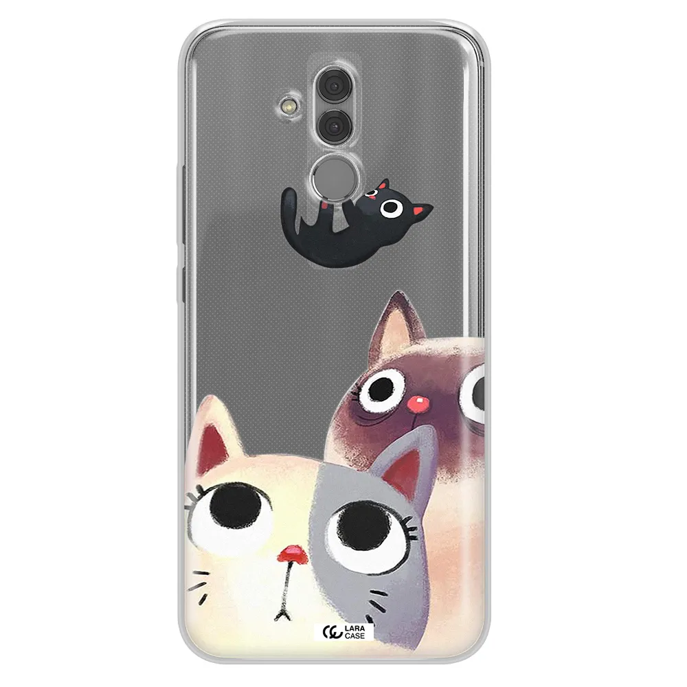 Abstract Grey Flowers Huawei Mate 20 Lite Clear TPU Case