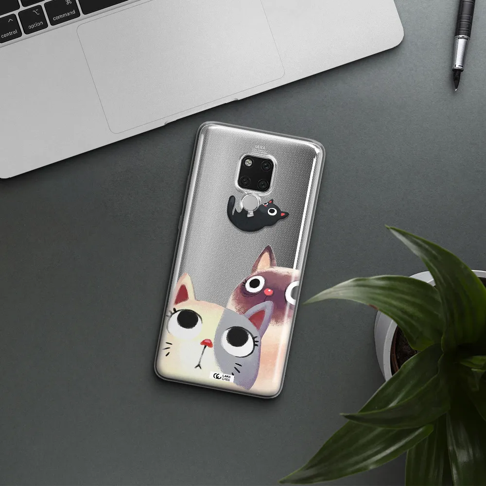 Abstract Grey Flowers Huawei Mate 20X Clear TPU Case