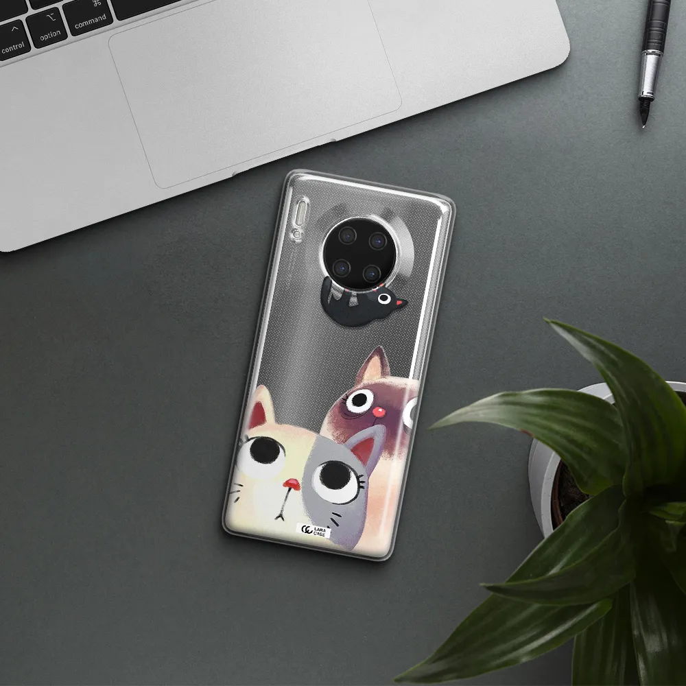 Abstract Grey Flowers Huawei Mate 30 Pro Clear TPU Case