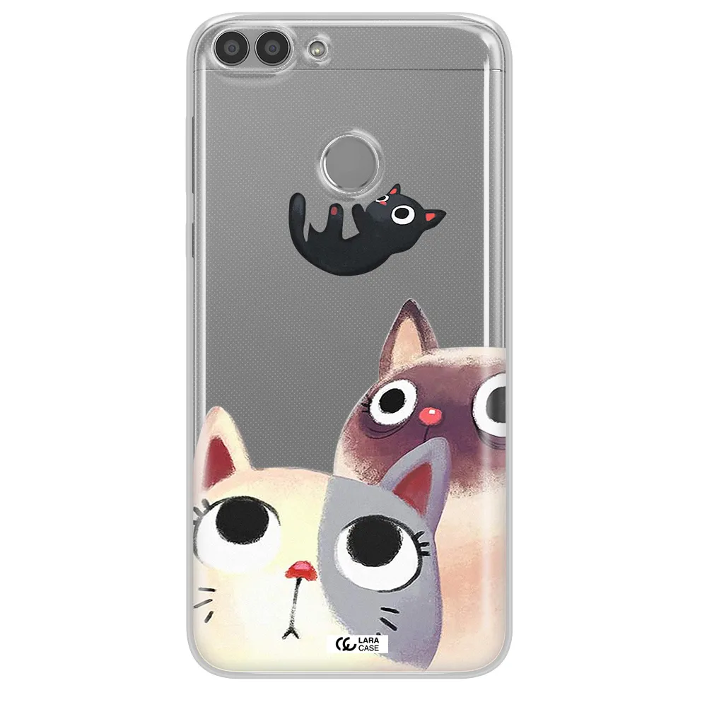 Abstract Grey Flowers Huawei P Smart 2017 Clear TPU Case