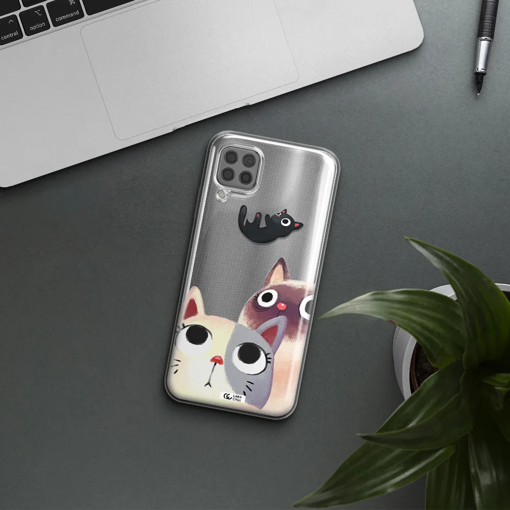 Abstract Grey Flowers Huawei P40 Lite Clear TPU Case