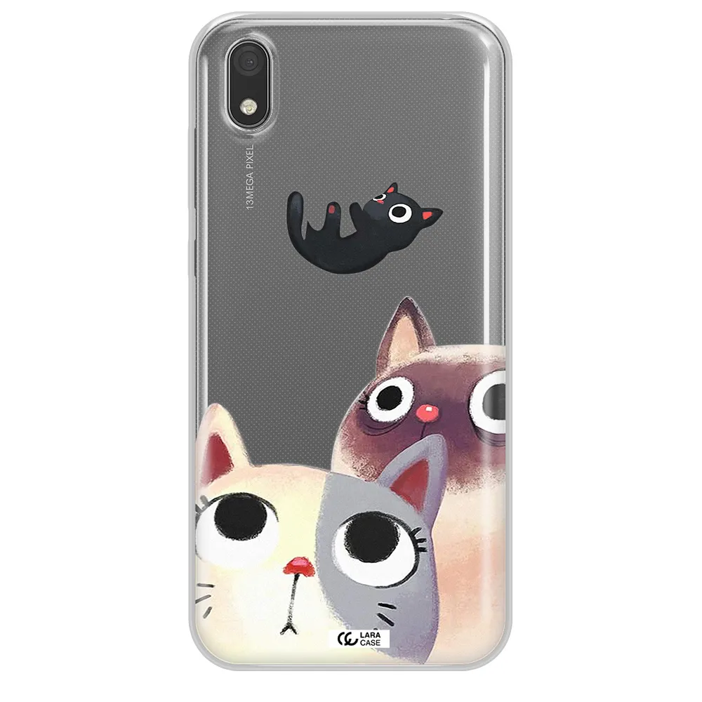 Abstract Grey Flowers Huawei Y5 2019 Clear TPU Case