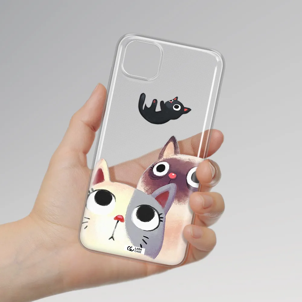 Abstract Grey Flowers Huawei Y5P Clear TPU Case