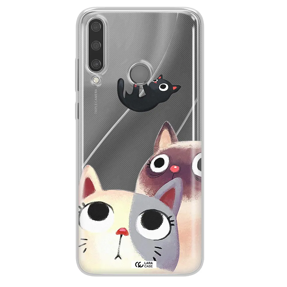 Abstract Grey Flowers Huawei Y6P Clear TPU Case