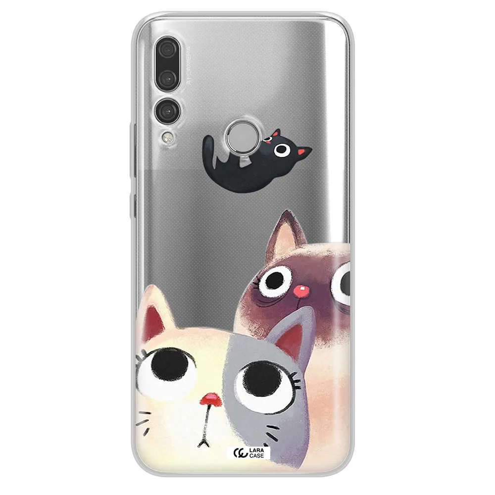Abstract Grey Flowers Huawei Y9 Prime 2019 Clear TPU Case