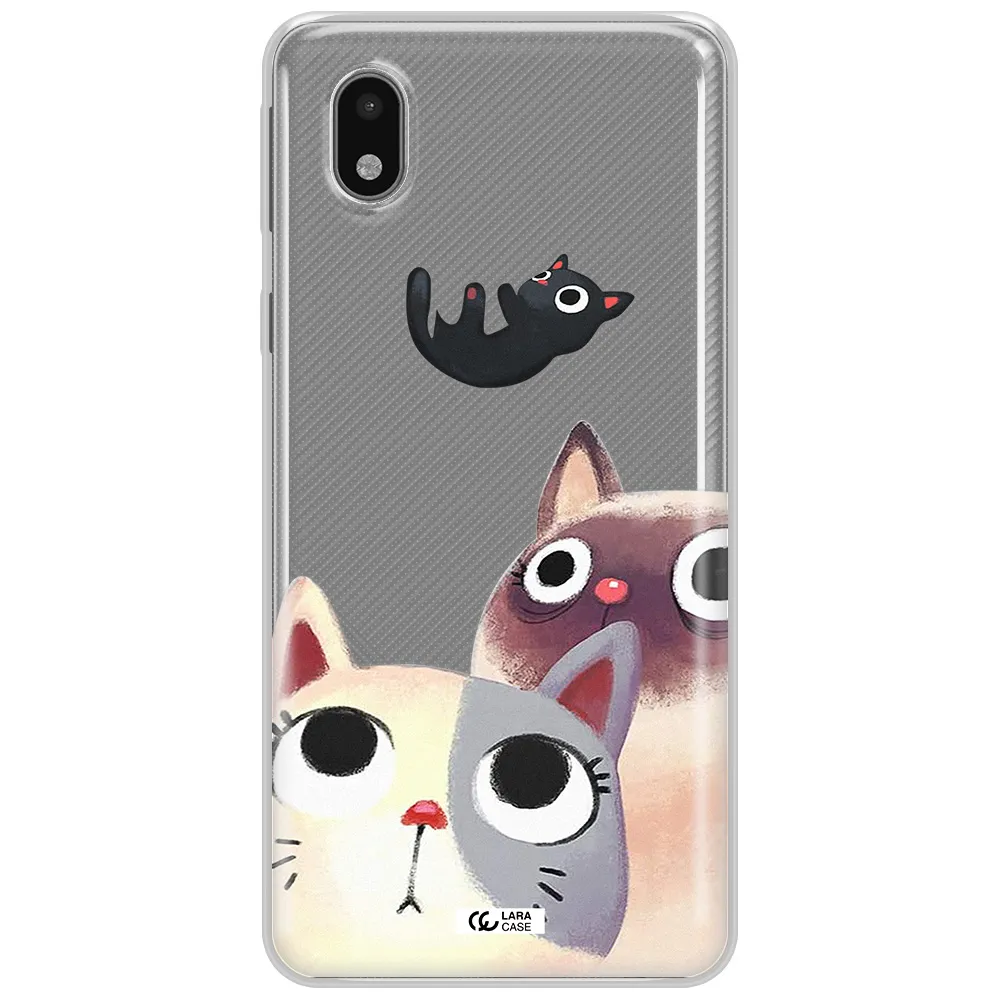 Abstract Grey Flowers Samsung A01 Core Clear TPU Case