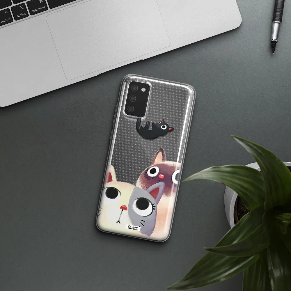 Abstract Grey Flowers Samsung A02S Clear TPU Case