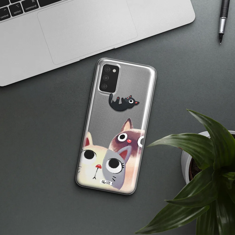 Abstract Grey Flowers Samsung A03S Clear TPU Case