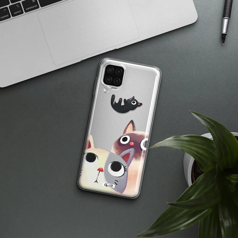 Abstract Grey Flowers Samsung A12 4g Clear TPU Case