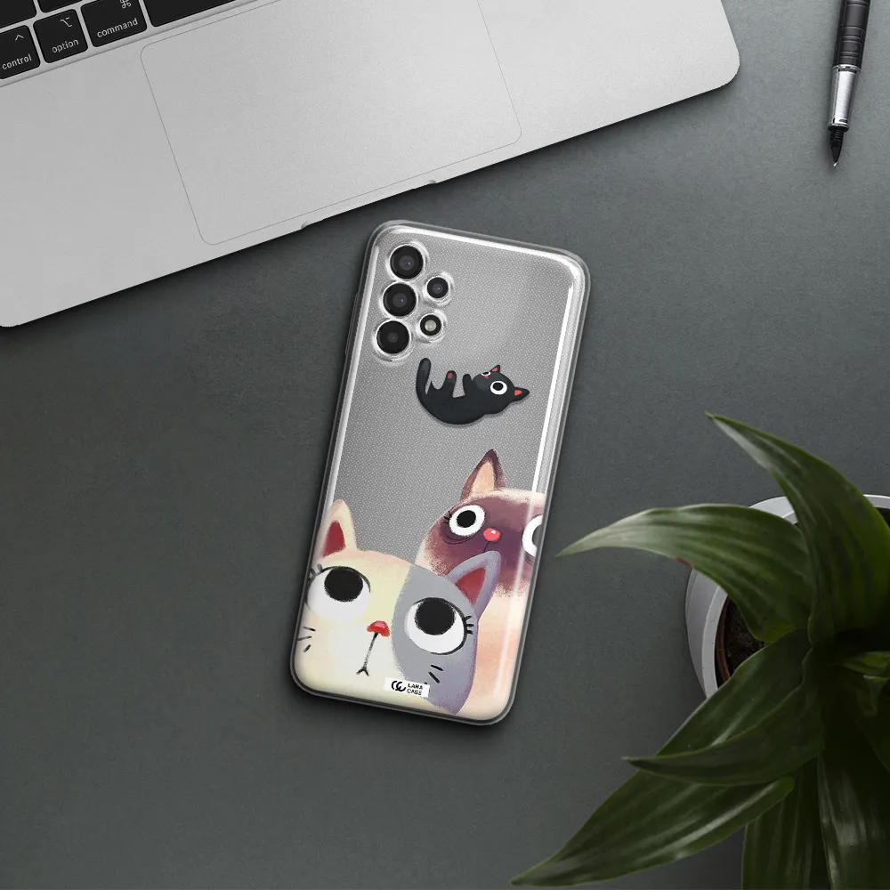 Abstract Grey Flowers Samsung A13 Clear TPU Case