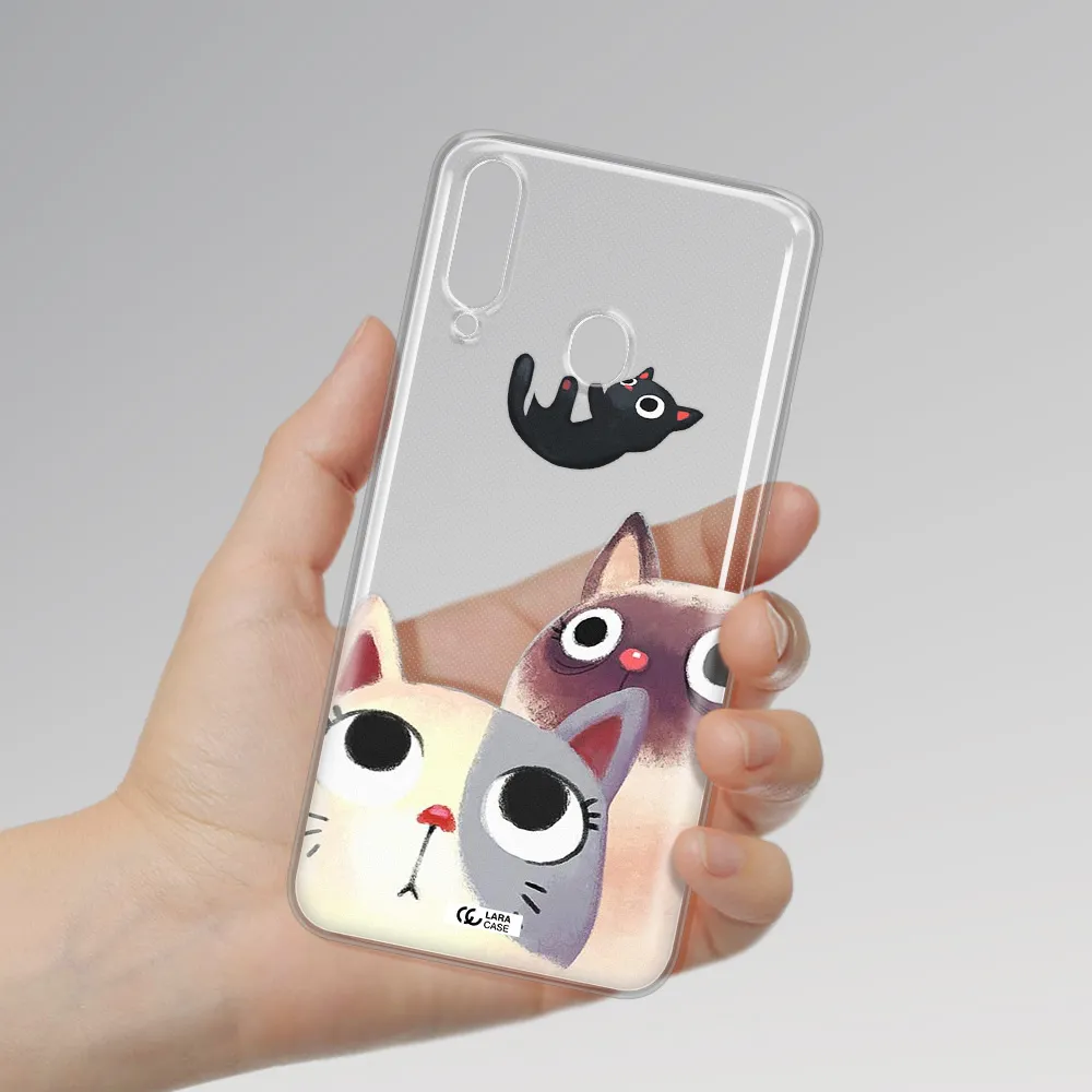 Abstract Grey Flowers Samsung A20S Clear TPU Case