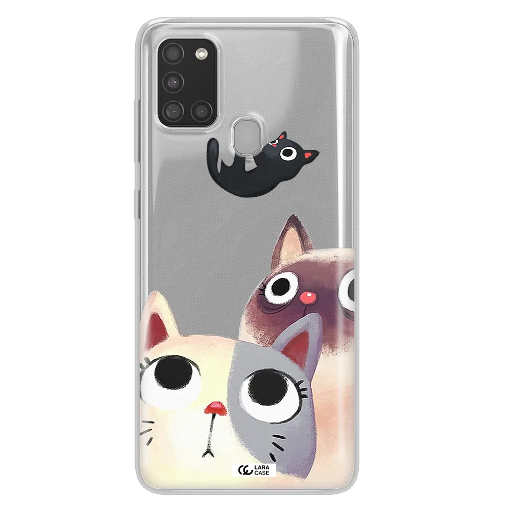 Abstract Grey Flowers Samsung A21S Clear TPU Case